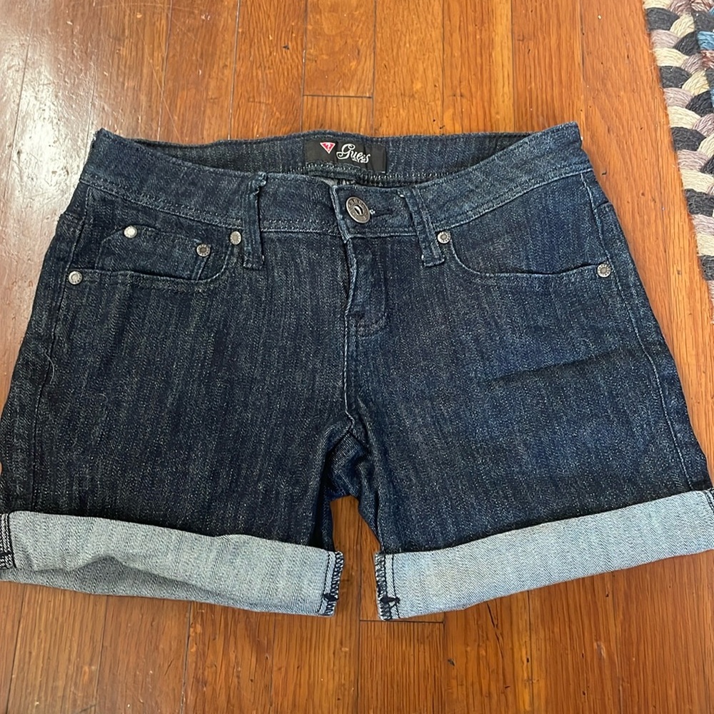 guess, size 25, navy blue spandex jean shorts